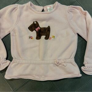 Gymboree Light Pink Knit Sweater with Brown Dog Design